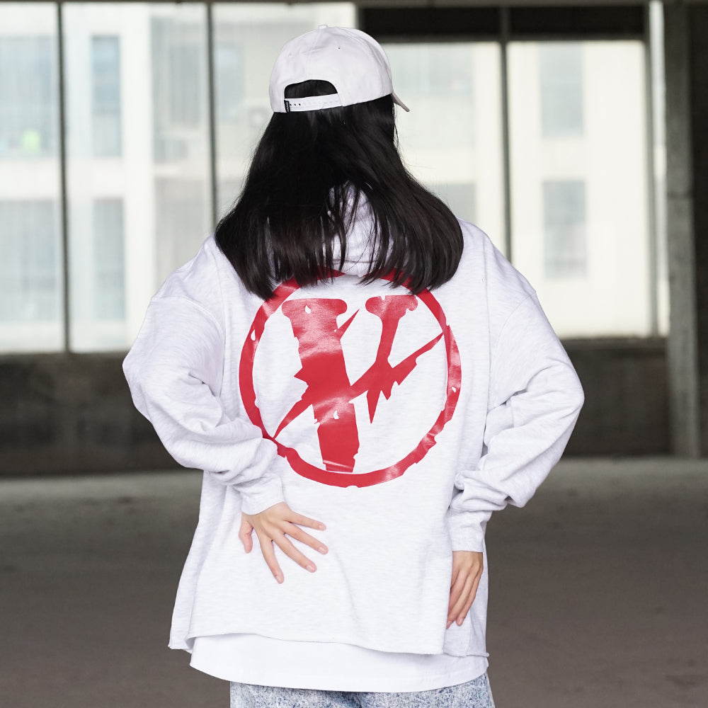 VLONE x Fragment Design Unisex Logo V Grey/Red VLHD17FW003