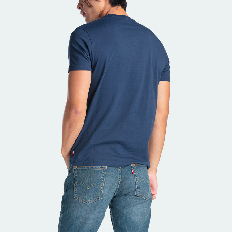 Men's Levis Alphabet Logo Loose Round Neck Short Sleeve Navy Blue 17783-0139