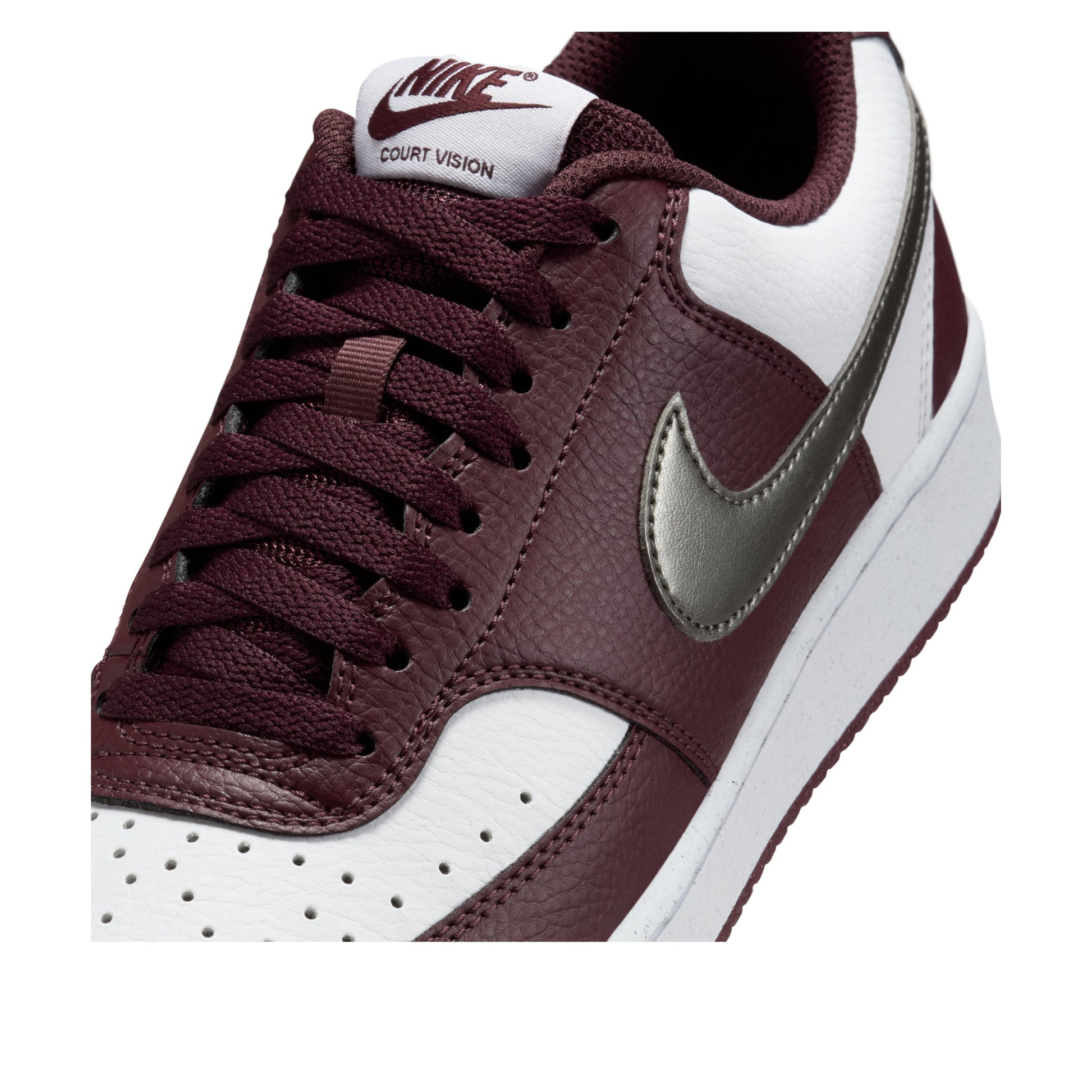 (WMNS) Nike Court Vision Low 'White Metallic Pewter Burgundy'  IM7647-100