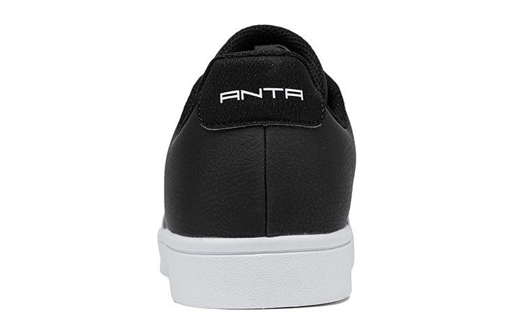 ANTA Leather Skateboarding Shoes 'Black White' 912028003-1