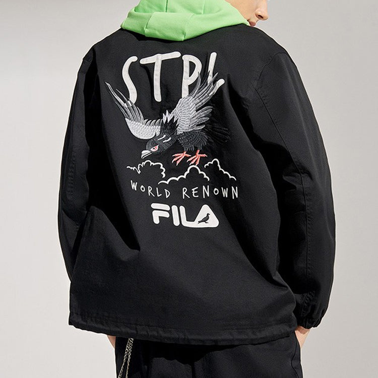 Men's FILA FUSION x Staple Crossover Logo Small Label Coach Jacket Black T11M114703F-BK