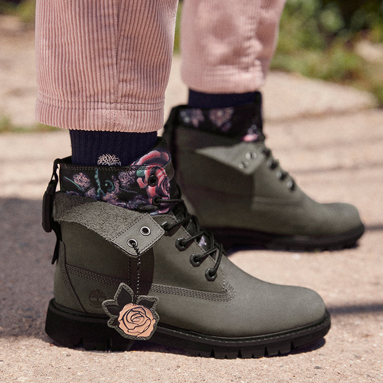 (WMNS) Timberland Lucia Way 6 Inch Waterproof Roll Top Boots 'Grey and Floral' A2KURW