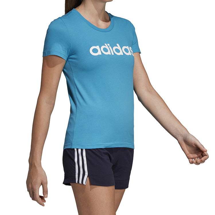 (WMNS) adidas Alphabet logo Printing Short Sleeve Blue DU0630