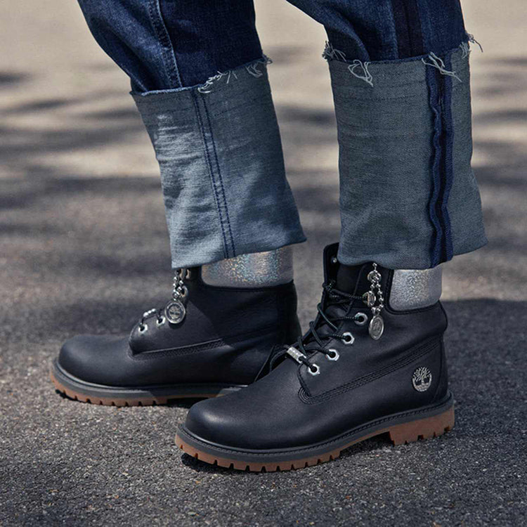 (WMNS) Timberland Heritage 6 Inch Waterproof Boots 'Black Full Grain with Silver Collar' A2M8GW