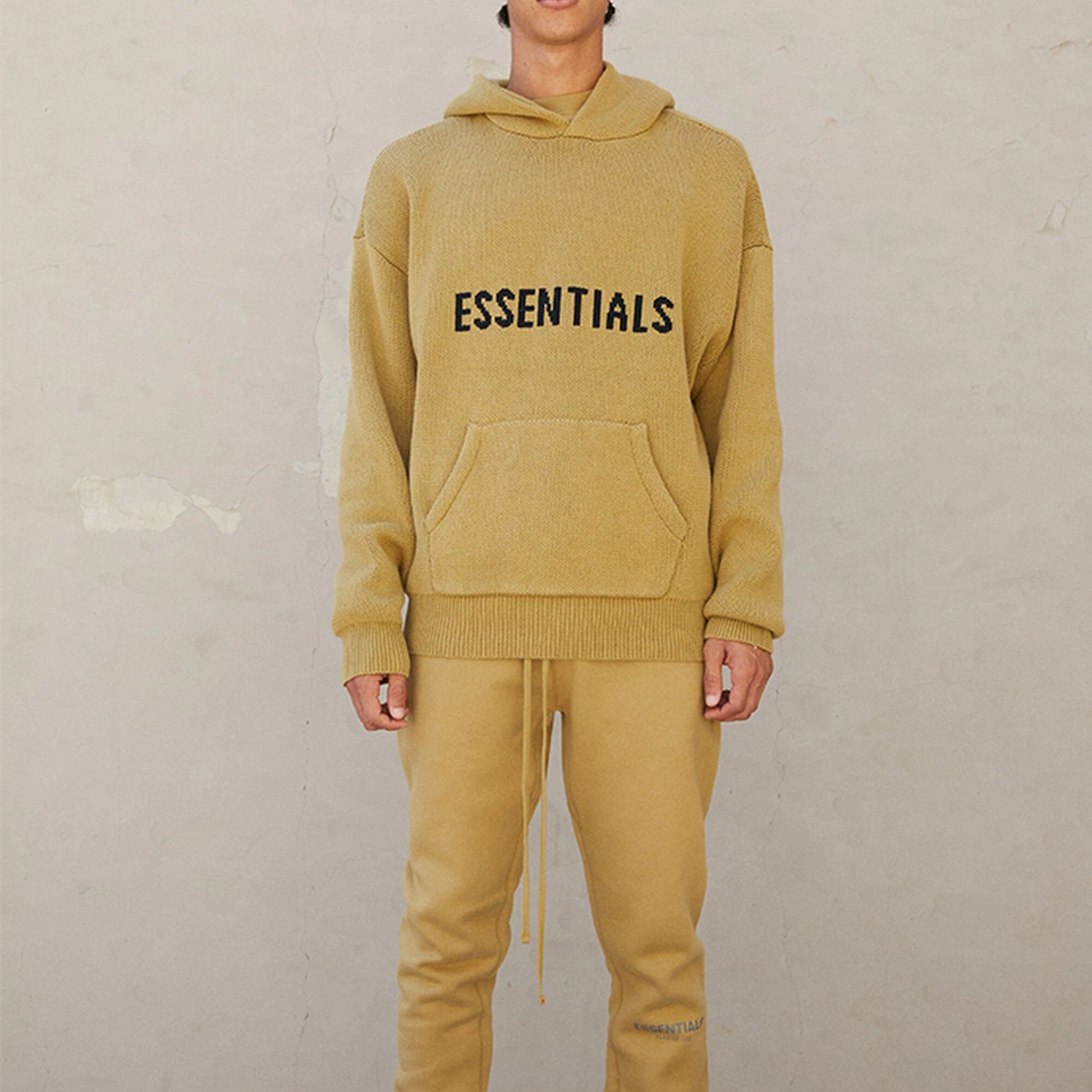 Fear of God Essentials FW21 Knit Pullover Logo Hoodie 'Amber' FOG-FW21-015