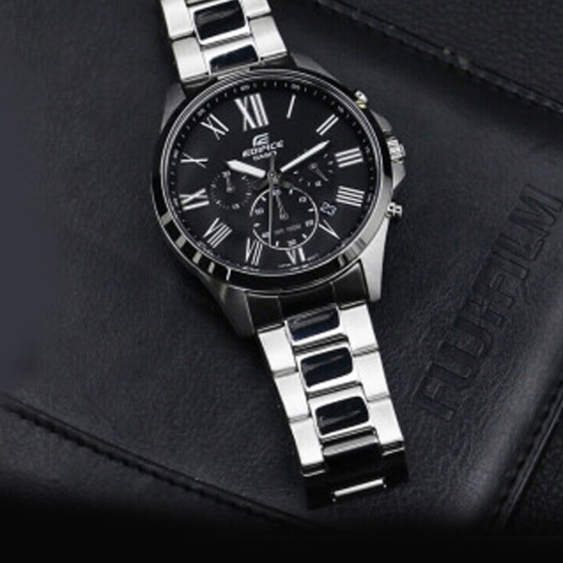 CASIO Stainless Steel Strap Mens Black Analog EFV-500D-1A
