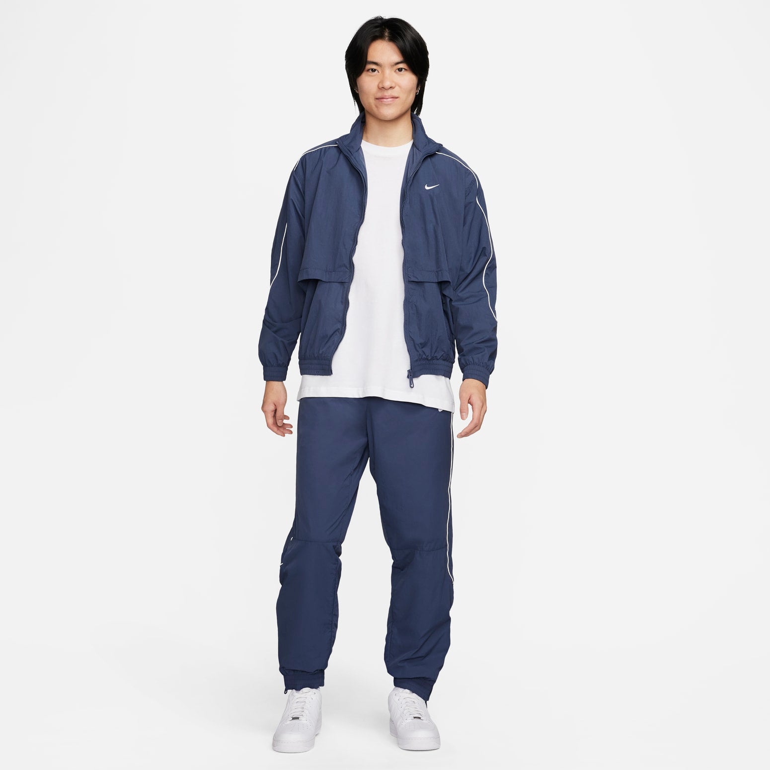 Nike Sportswear Solo Swoosh Woven Track Jacket Asia Sizing 'Blue' FB8623-437