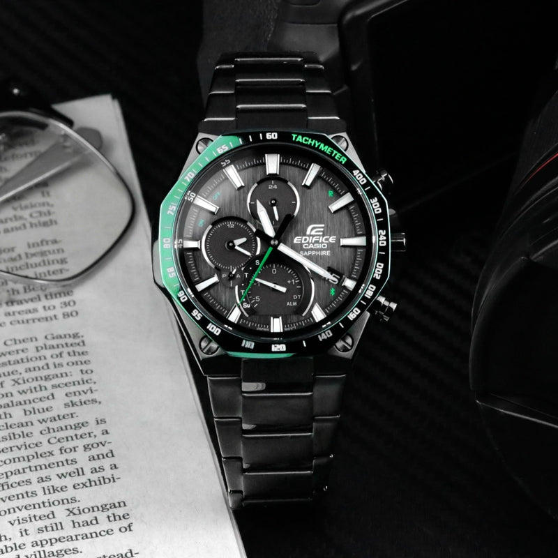 CASIO Male EDIFICE Japan / South Korea Fashion Solar Powered Mens Black Analog EQB-1100XDC-1A