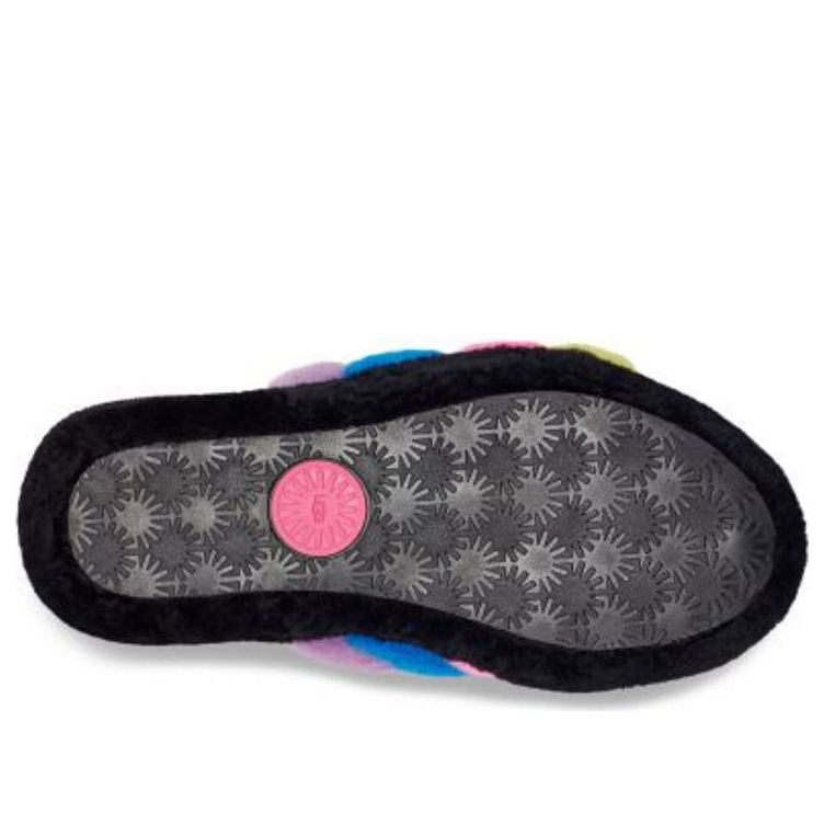 (WMNS) UGG Fluff Yeah Slide 'Black Taffy Pink Multi' 1097169-BTPM