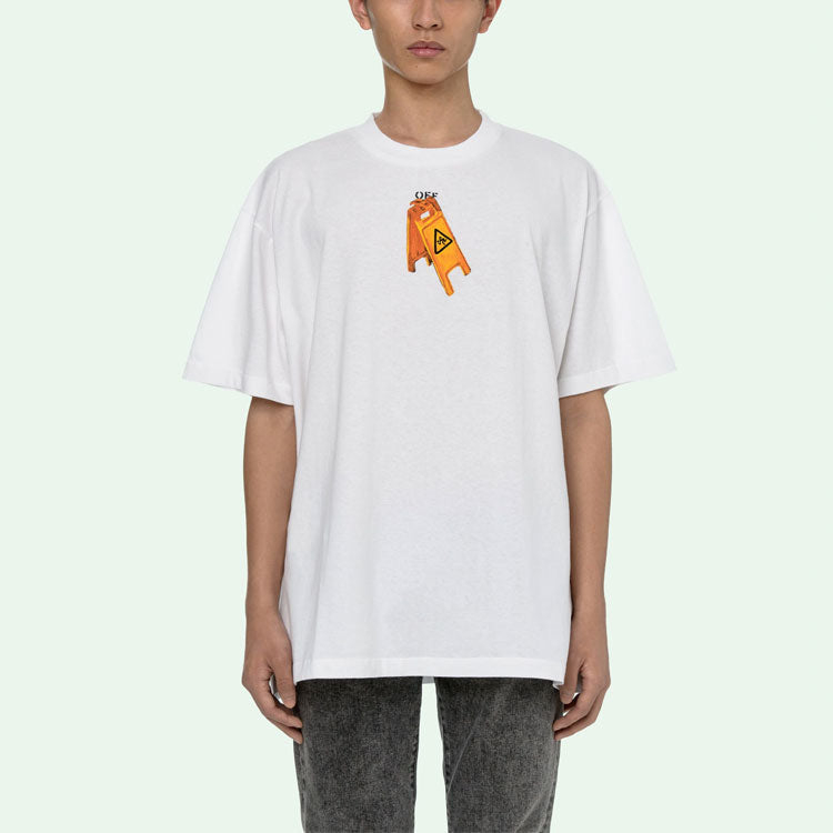 Off-White Skeleton Logo Printing Short Sleeve White OMAA038F20FAB0010110
