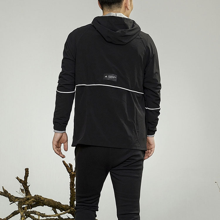 adidas Zipper Sports Hooded Jacket Black GL4799
