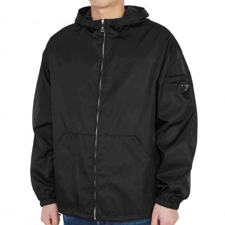 Men's PRADA SS21 Zipper Hooded Jacket Black SGB481-1WQ8-F0002