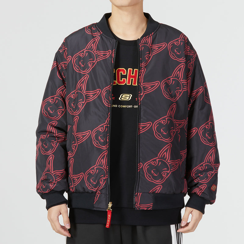 Skechers Letter Embroidery Reversible Padded Jacket 'Black Red' L123M001-0018