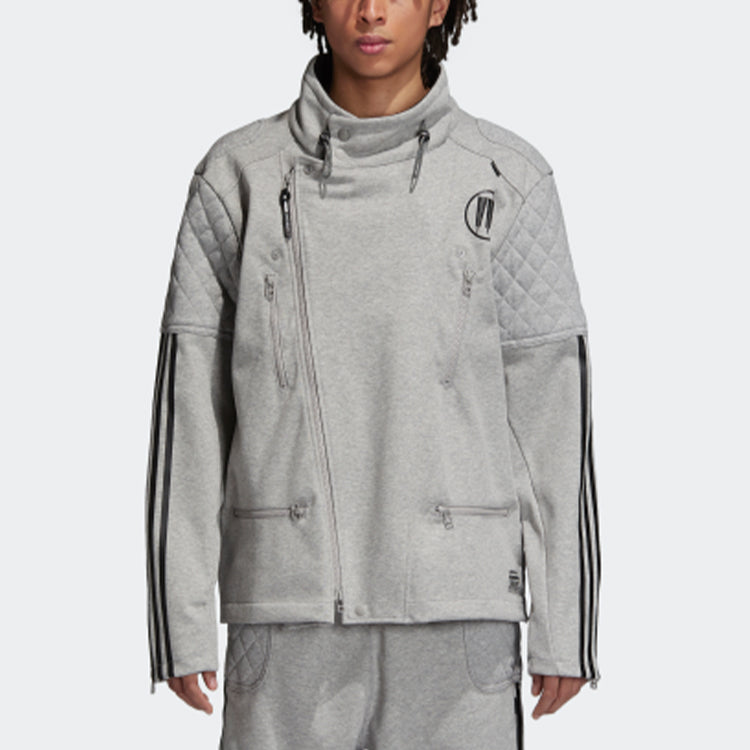 Men's adidas originals Stand Collar Loose Sports Jacket Medium Hemp Grey CD7736