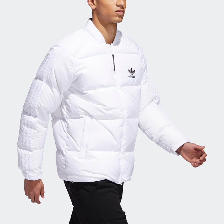 adidas originals Baseball Collar Casual Sports Stay Warm Down Jacket White BR4799