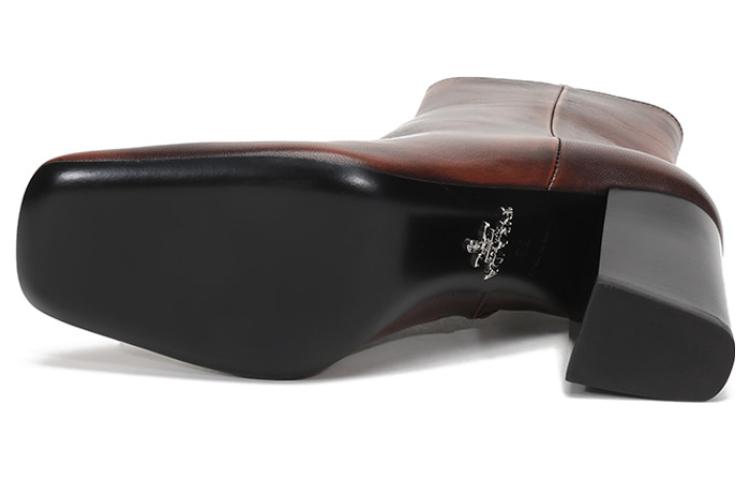 (WMNS) PRADA Leather Square Toe Ankle Pumps 'Brown' 1T722L_P70_F0005_F_B085