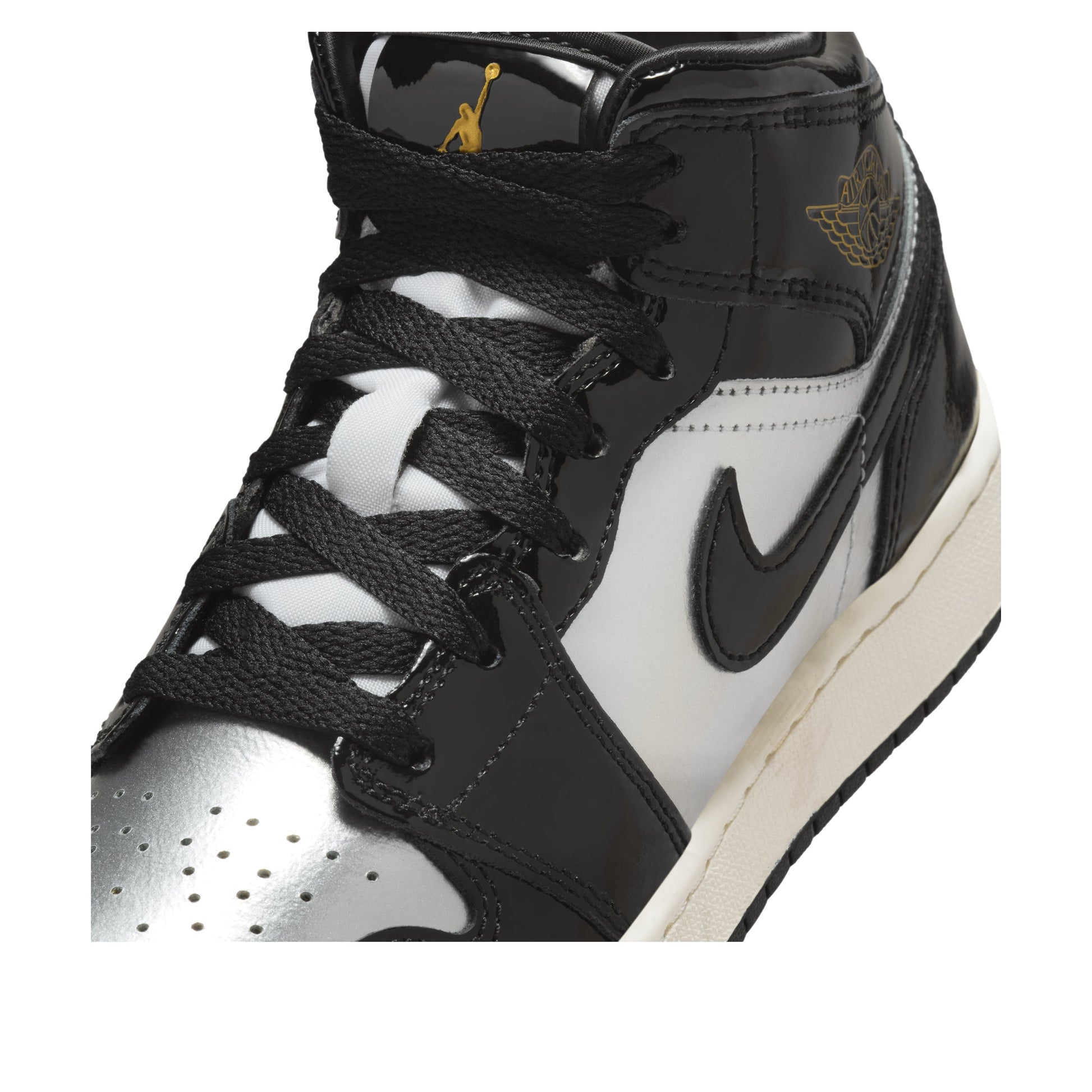 (GS) Air Jordan 1 Mid SE 'Black Metallic Silver Gold' FZ3938-001