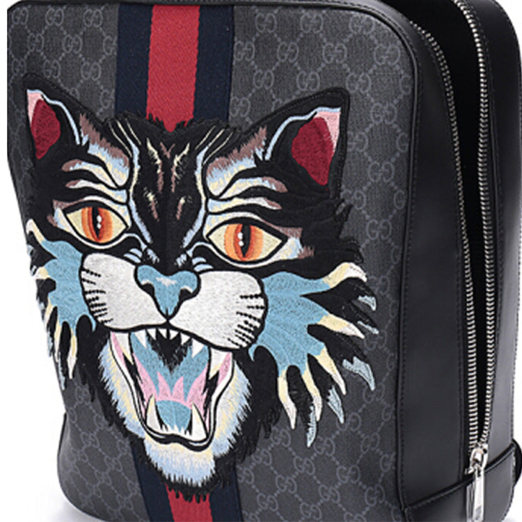 Gucci Cat Webbing Canvas Backpack 'Black Red Grey' 478324-9C2EN-8849