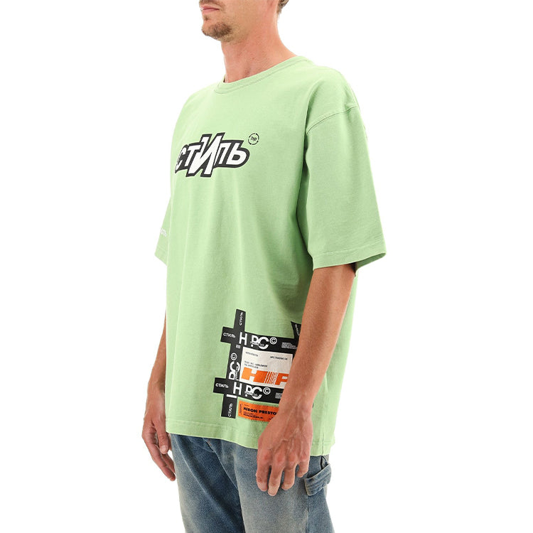 HERON PRESTON FW21 CTNMB Logo T-shirt 'Green White' HMAA025F21JER0025501