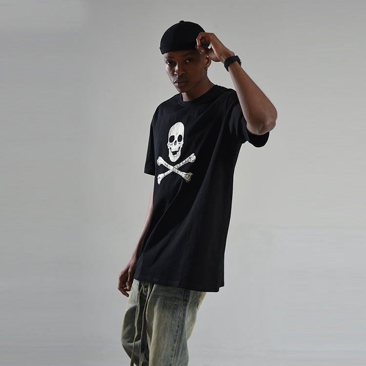 VLONE Back Skeleton Printing Round Neck Pullover Short Sleeve Couple Style Black VLTE18SS001