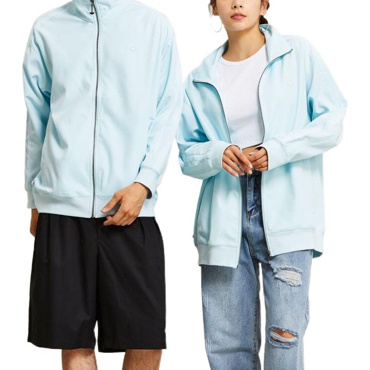adidas Solid Color Stand Collar Long Sleeves Jacket Unisex Light Blue HK2916