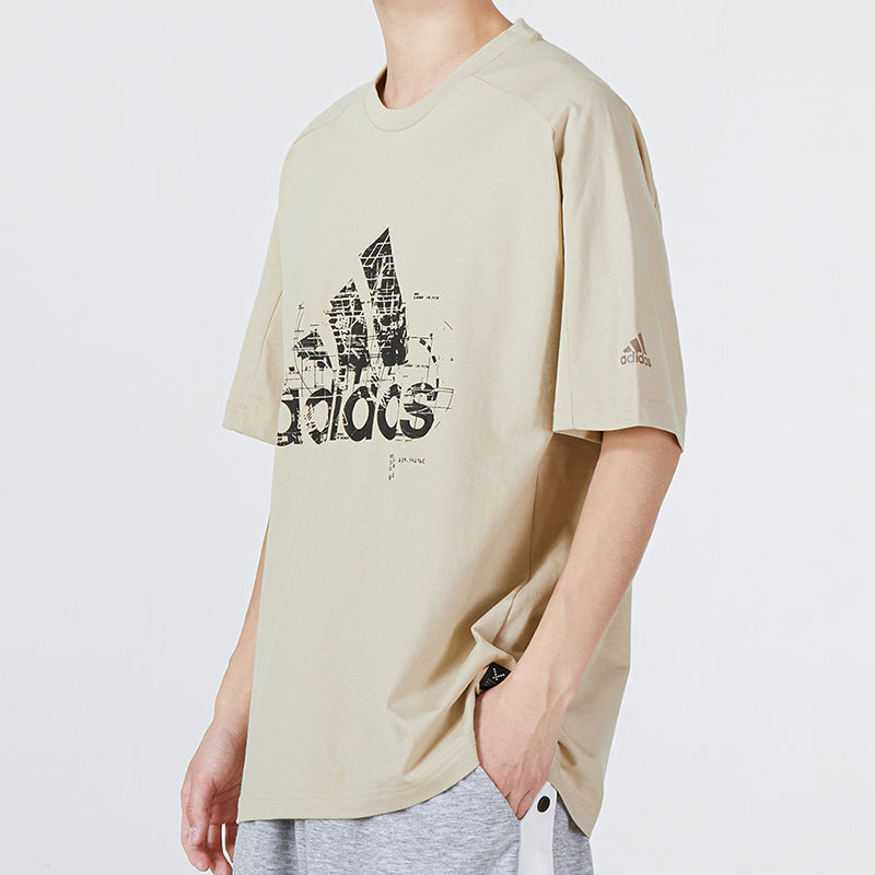 adidas M Prsve Bos Tee Athleisure Casual Sports Logo Round Neck Short Sleeve Khaki HD0049