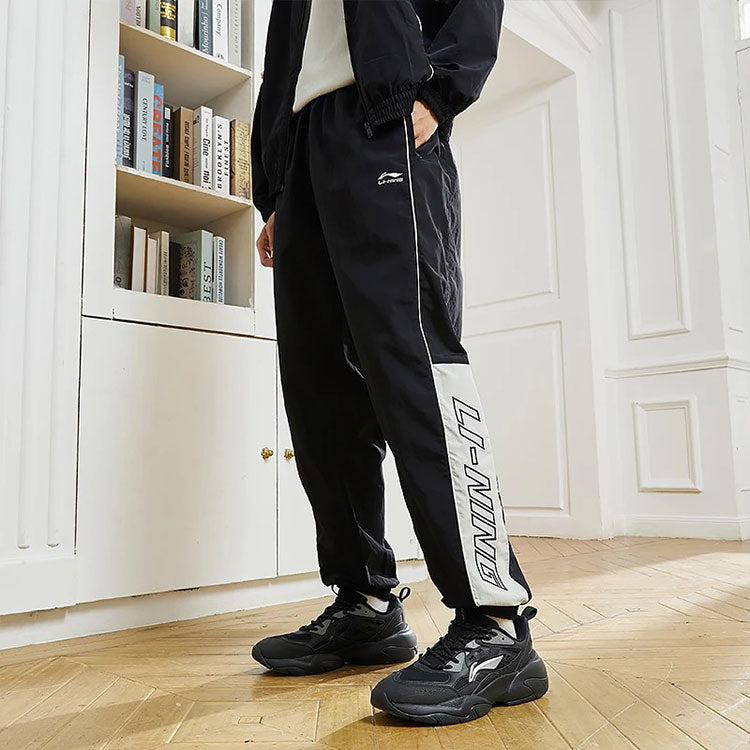 Li-Ning Lifestyle Loose Woven Jogging Pants 'Black White' AYKS837-3