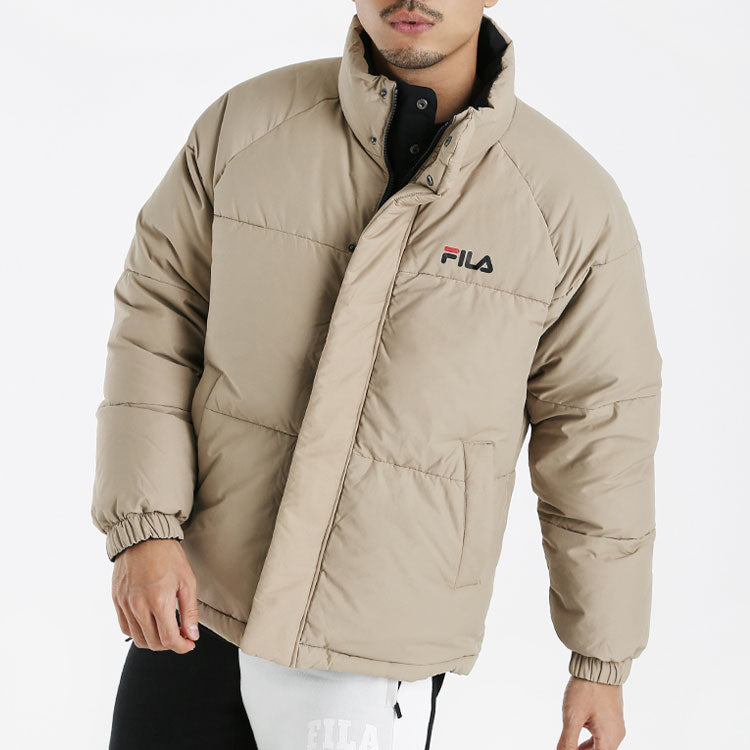 FILA Stay Warm Sports Stand Collar Reversible Down Jacket Couple Style Beige FS2DJC4103X-NBG
