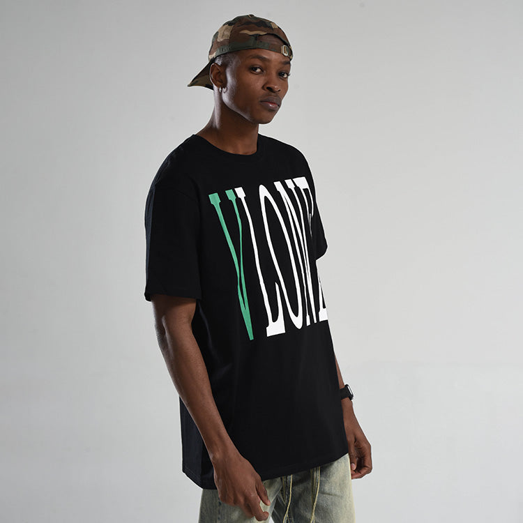 VLONE Large V Alphabet Short Sleeve Tee 'Black Green' VLTE17SS003-BLACK