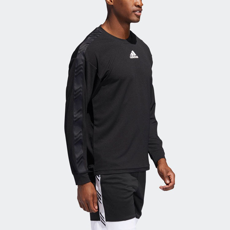 adidas Printing Logo Round Neck Long Sleeves Black DU1037