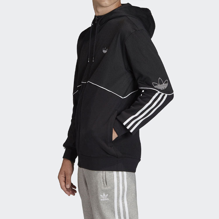 Men's adidas originals Logo Sports Hooded Jacket Black FM3871
