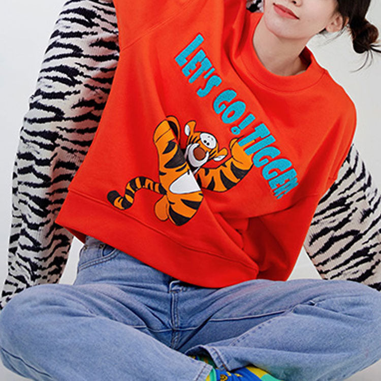 Li-Ning x Disney Crossover Sports Basketball Series Printing Loose Round Neck Pullover Orange AWDRH37-3