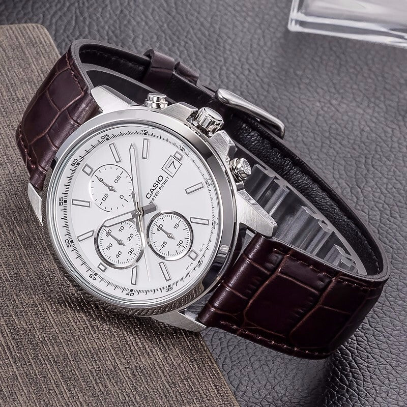 CASIO Edifice Waterproof Men Black/Silver Mens Brown Analog MTH-5001L-7APF