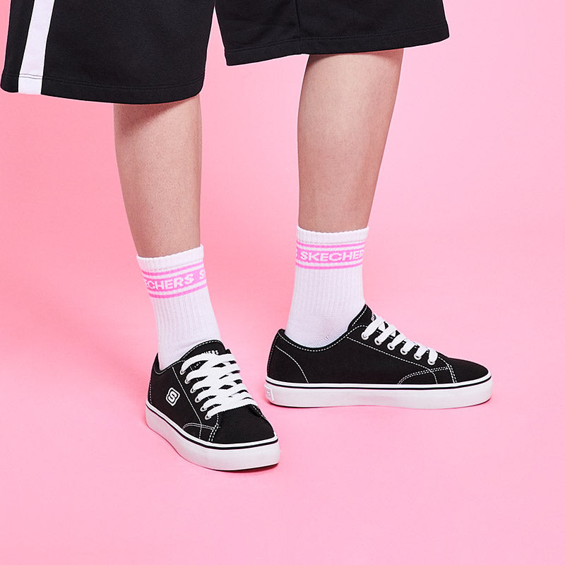 (WMNS) Skechers Cupsole 1 Low Canvas Shoes Black 66666131-BLK