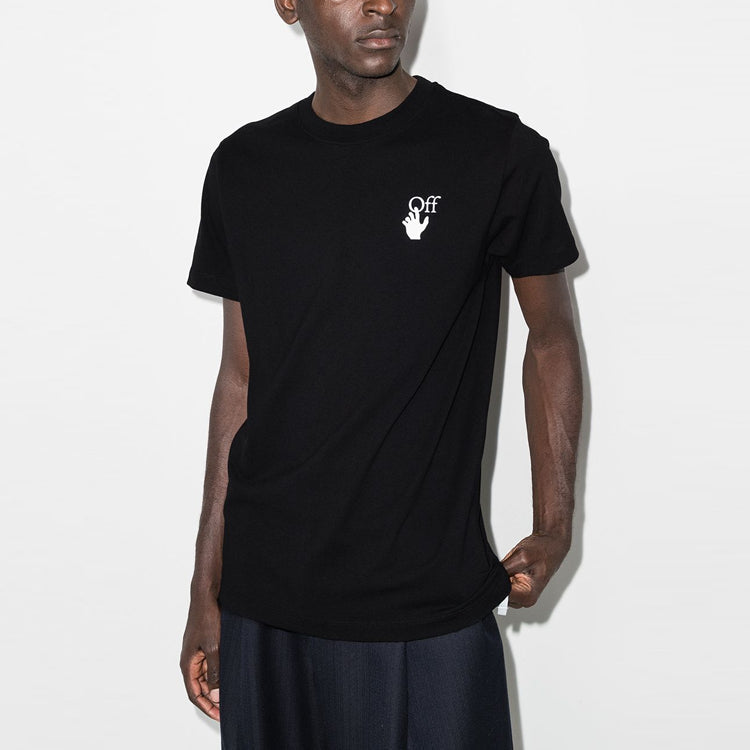 Off-White FW21 Gradient Multi-Color Arrow Short Sleeve Ordinary Version Black OMAA027F21JER0051084