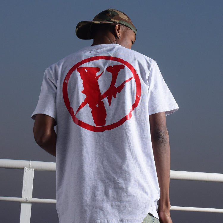 VLONE Fragment Staple Tee Large Logo Printing Short Sleeve Couple Style 'Gray Red' VLTE17FW002