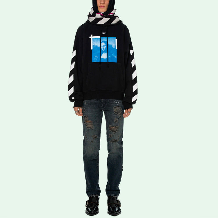 Off-White Blue Monalisa Over Hood 'Black' OMBB037R21FLE0011001