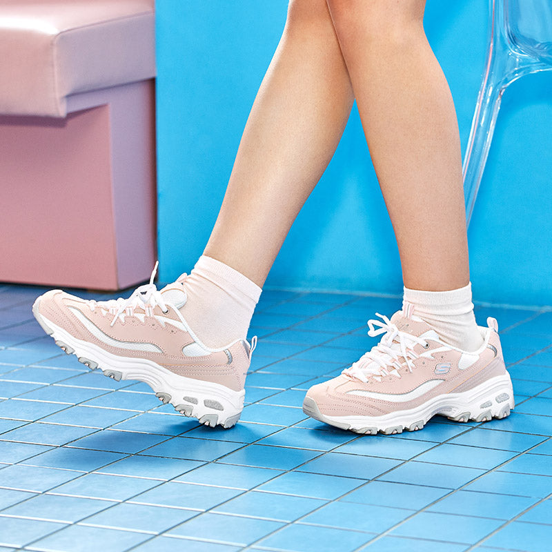 (WMNS) Skechers D'lites Fashion Sneakers Pink/White 11930-LPKW