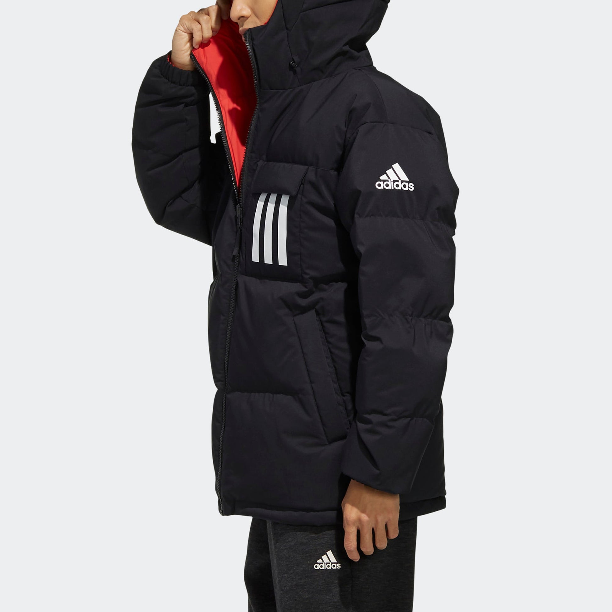 adidas Rev 3st Down Ho Stay Warm Reversible Outdoor hooded down Jacket Black EH4011