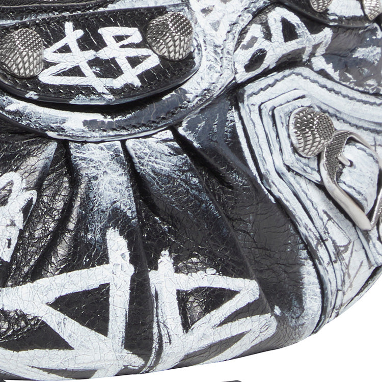 (WMNS) Balenciaga Le Cagole Mini Bag With Chain Graffiti 'Black' 695814210G61090