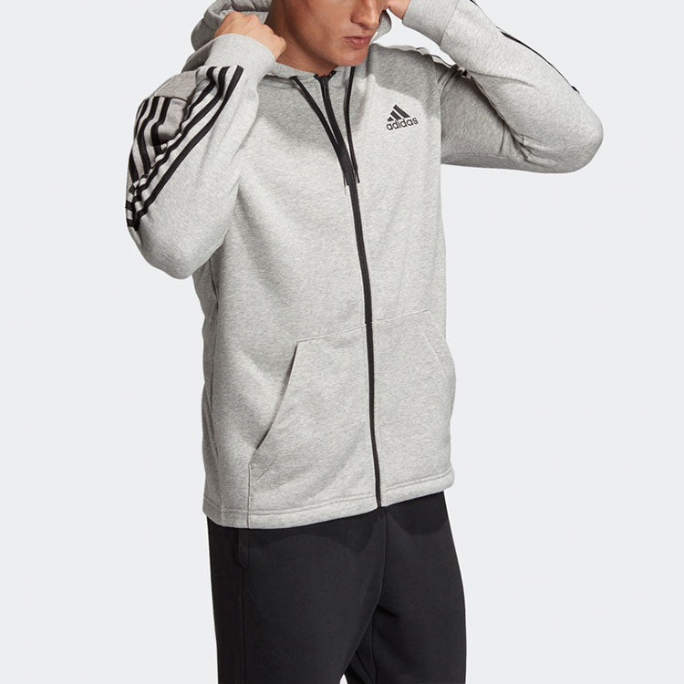 adidas Basic Side Sleeve Stripe Hooded Jacket Gray DQ1454