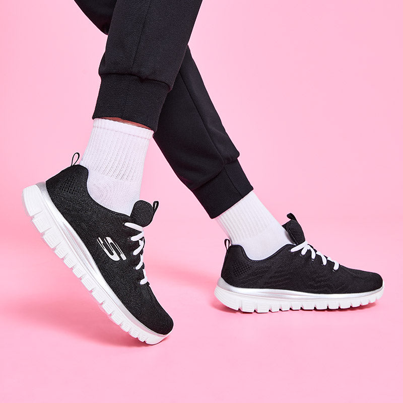 (WMNS) Skechers Graceful GS Black 12615-BKW