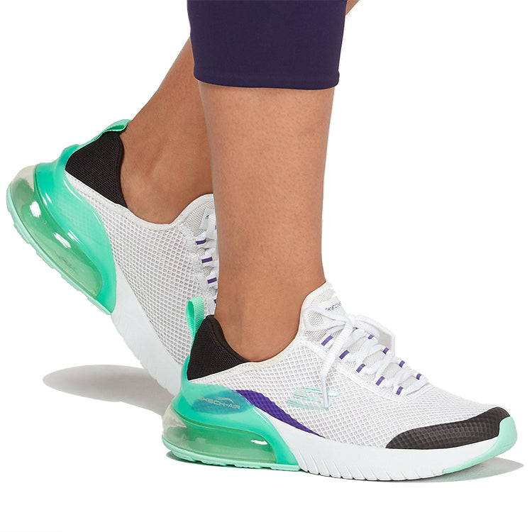 (WMNS) Skechers Skech-Air Stratus Sneakers White/Black/Green 13276-WTPR