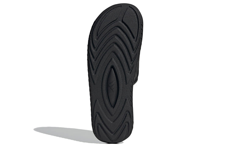 adidas Reptossage Slides Cozy Wear-Resistant Flat Heel Sports Slippers Unisex Black Green GX3375