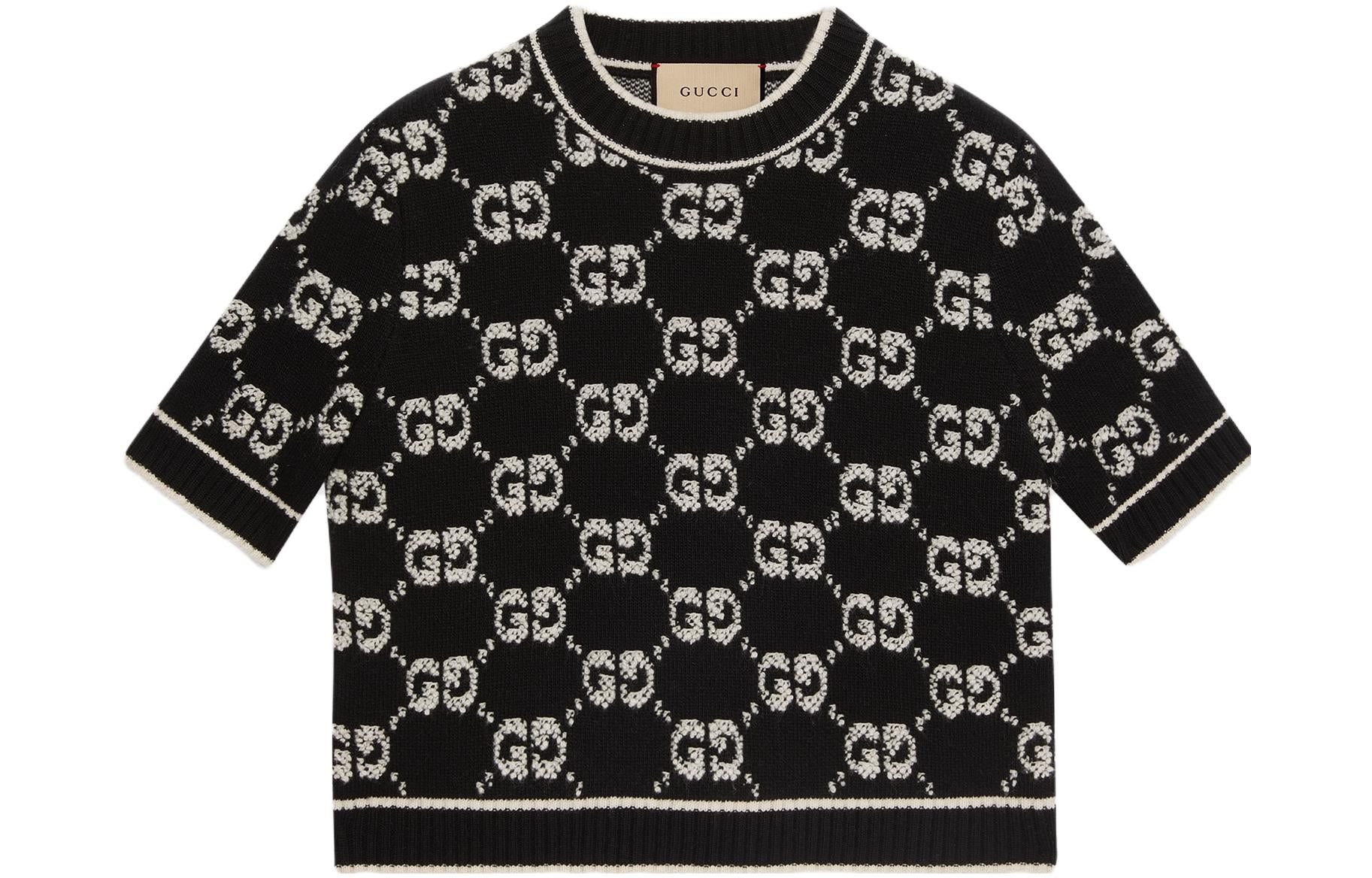 (WMNS) Gucci GG Wool Boucl Jacquard Top 'Grey Ivory' 770059-XKCNA-1130