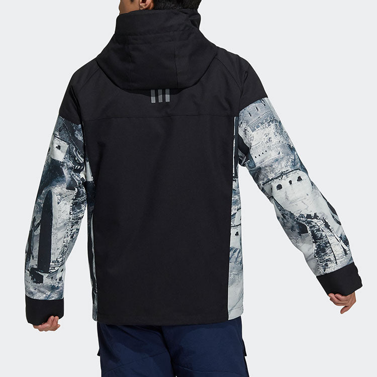 adidas Zipper Stand Collar Hooded 3 In 1 Long Sleeves Jacket Black H23107