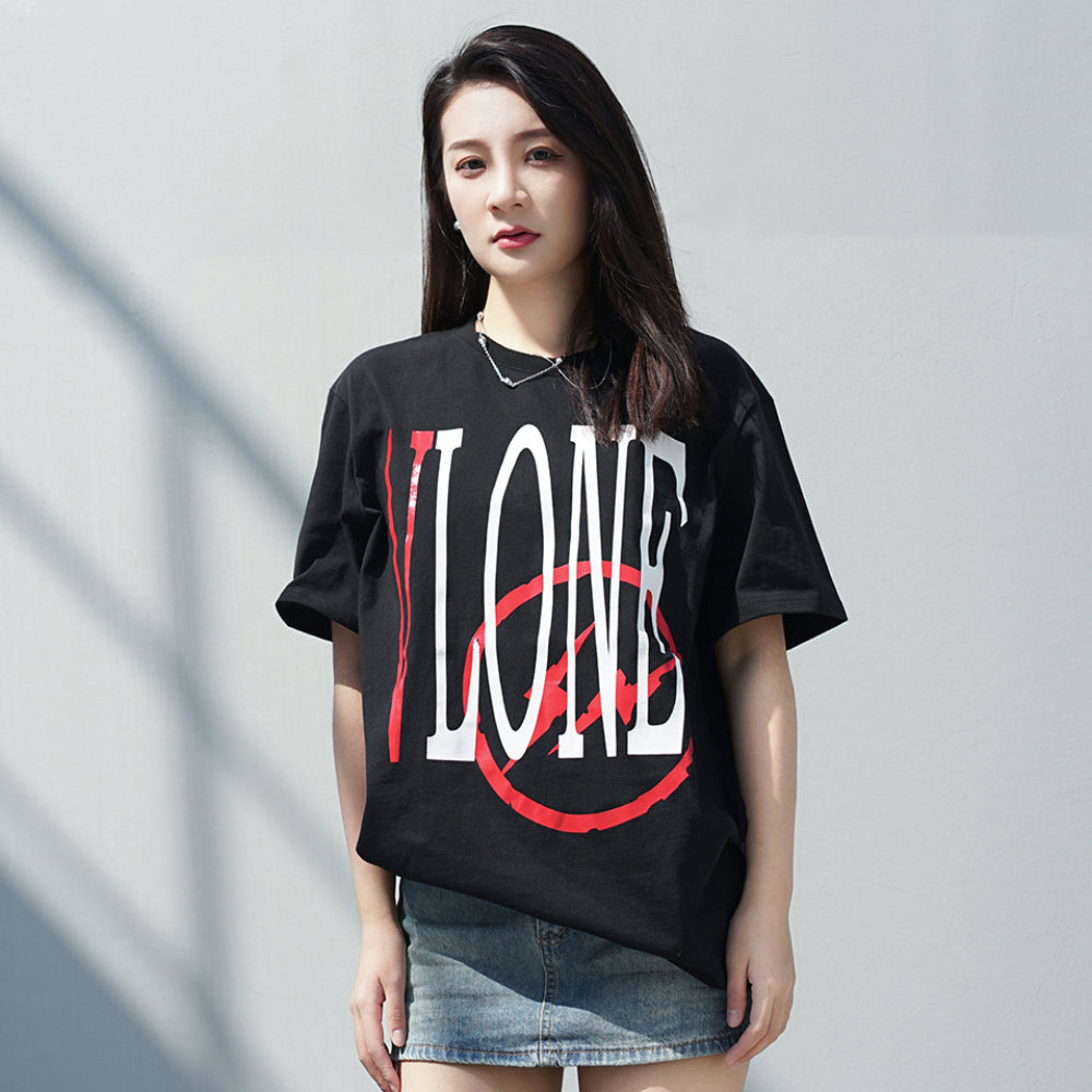 VLONE x Fragment Design Crossover Flash Large Logo Round Neck Short Sleeve Couple Style Black Red VLTE17FW004
