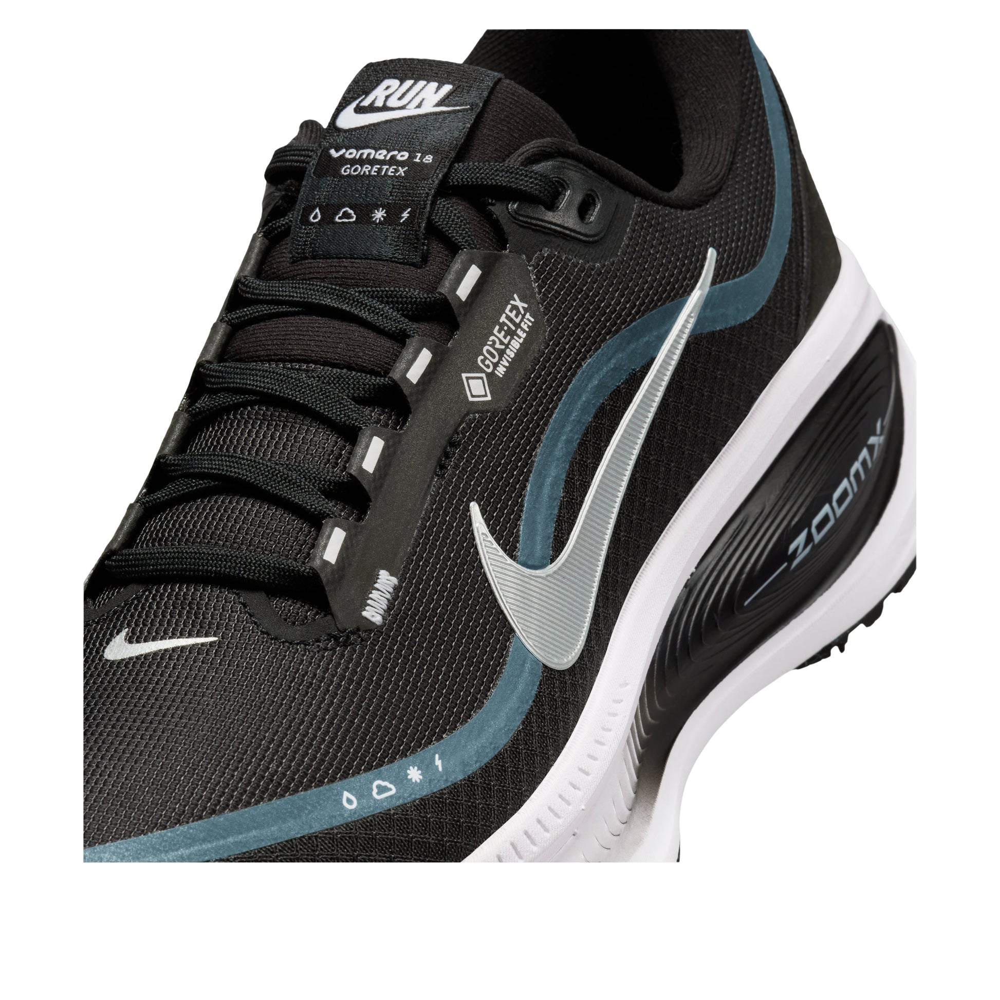 (WMNS) Nike ZoomX Vomero 18 Gore-Tex 'Black White Metallic Silver' HQ7002-002