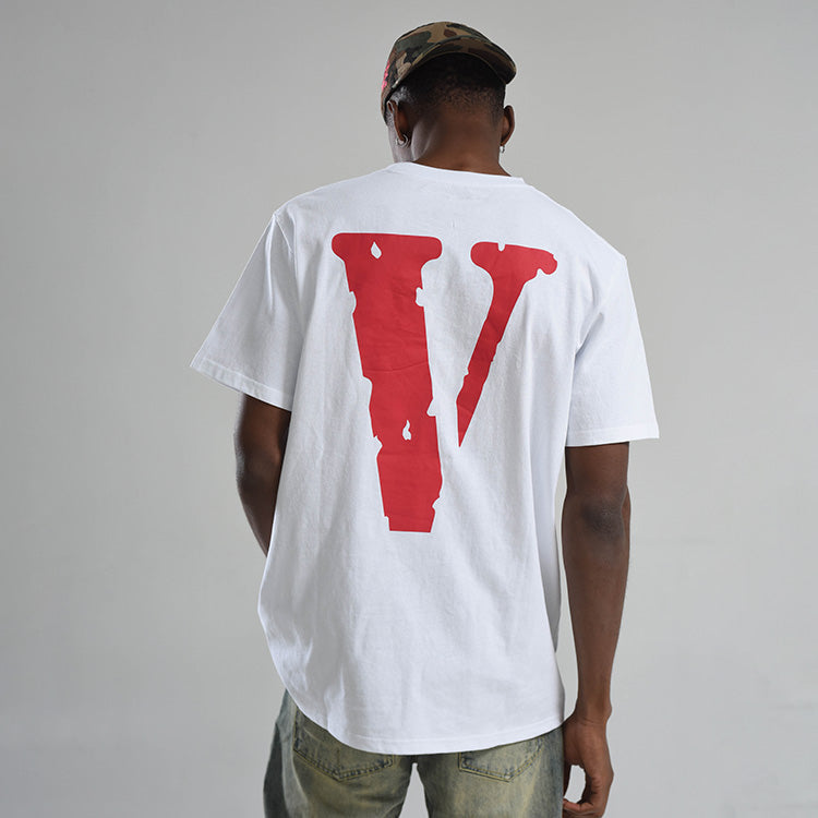 VLONE Back Large Logo Short Sleeve Couple Style White Blue VLTE17SS006