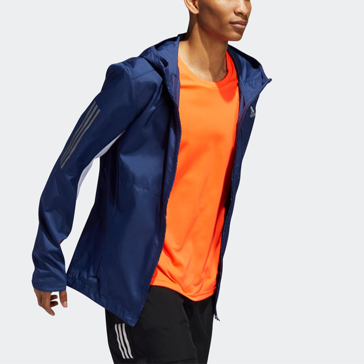 adidas Own the Run Jkt Running Sports Hooded Jacket Blue ED9291